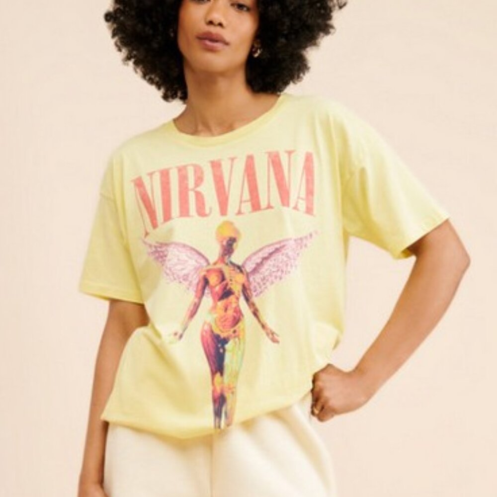 Daydreamer Yellow‎ Nirvana In Utero Graphic Tee Unfinished Hem Dress SZ XL - NWT - Picture 2 of 8
